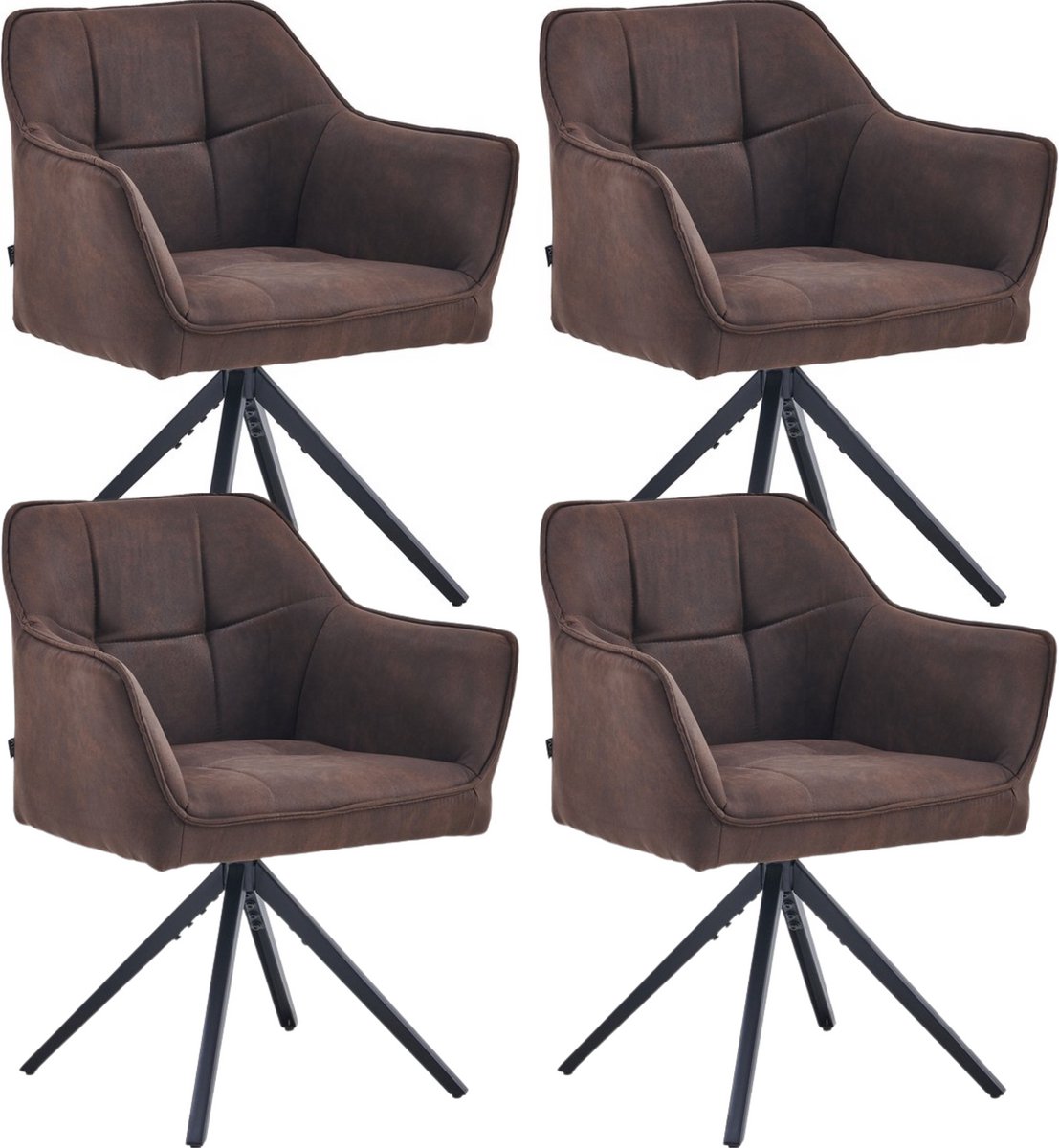Colenis® - Pearl Eetkamerstoel - Set Van 4 - Bruin - Microfiber Stof - Microvezel - Indust