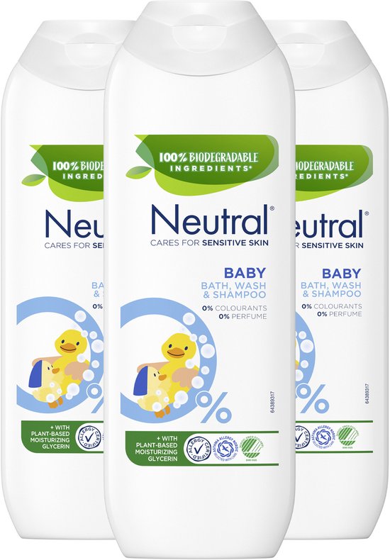Neutral 0% Bad, Wasgel & Shampoo - Baby - bevat 0% parfum en 0% kleurstof - 3 x 250 ml