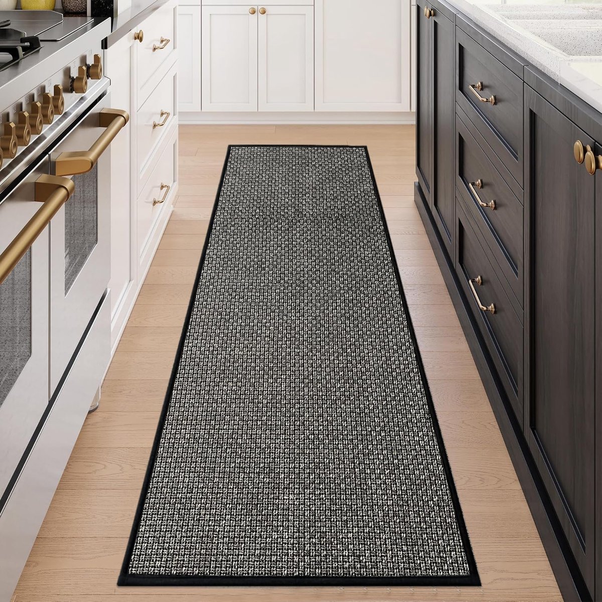 Ibenzoa® Absorberende Vloerkleedmat, Geïntegreerd Antislip, Geschikt voor Keuken en Hal, Zwart 43x180cm