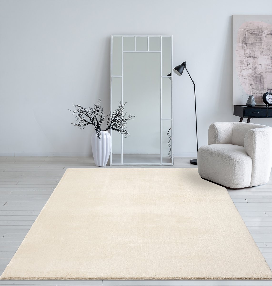 Mia’s Teppiche Taos – superzacht kortflor vloerkleed met antislip rug, wasbaar, Beige, 200 x 280 cm