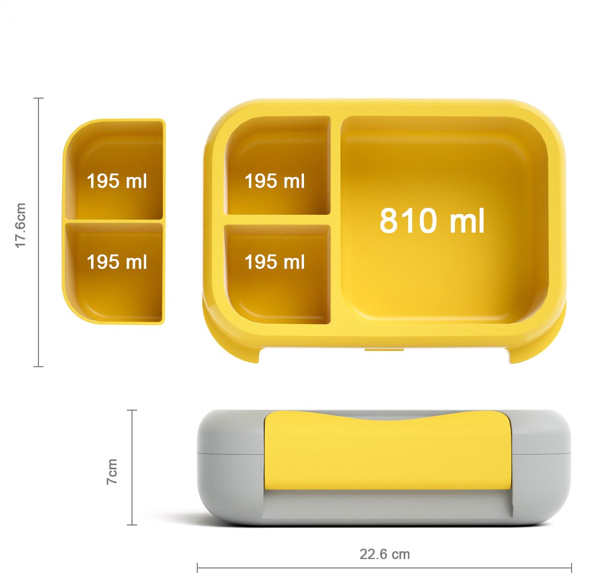 BentOH! Bento Box en Brooddoos 2-in-1 voor Kinderen - Trucks - Lekvrij & BPA-vrij – Met 3 Uitneembare Vakken – Magnetron-, Vriezer- & Vaatwasser bestendig — afbeelding 2