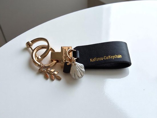 Porte-clés pour femme - Cuir et métal pour sac de créateur, sac à main, clé de voiture Zwart or