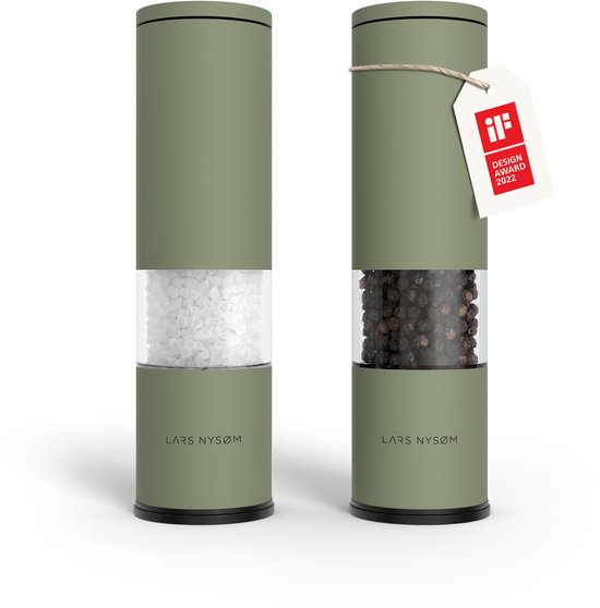 LARS NYSØM Lagom Peper en zoutmolen set - Verstelbare maalgraad - Roestvrijstaal (Sage Green)