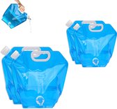 Opvouwbare Waterjerrycan - Opvouwbare Jerrycan set van 4 - 5 en 10 Liter Watercontainer met Handgrepen en Tapkraan - met Dicht Deksel en Draaggreep - voor Kamperen, Wandelingen - Blauw
