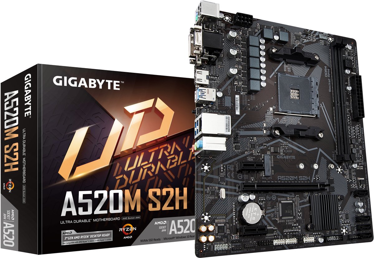 Gigabyte A520M S2H moederbord Socket AM4 micro ATX