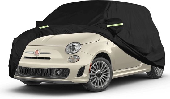 Waterdichte autohoes compatibel met Fiat 500/500C/500E/ABARTH 2007-2024, ritssluiting aan de linkerkant, outdoor volledige autohoes, zonneregen, UV-stofbescherming voor alle seizoenen
