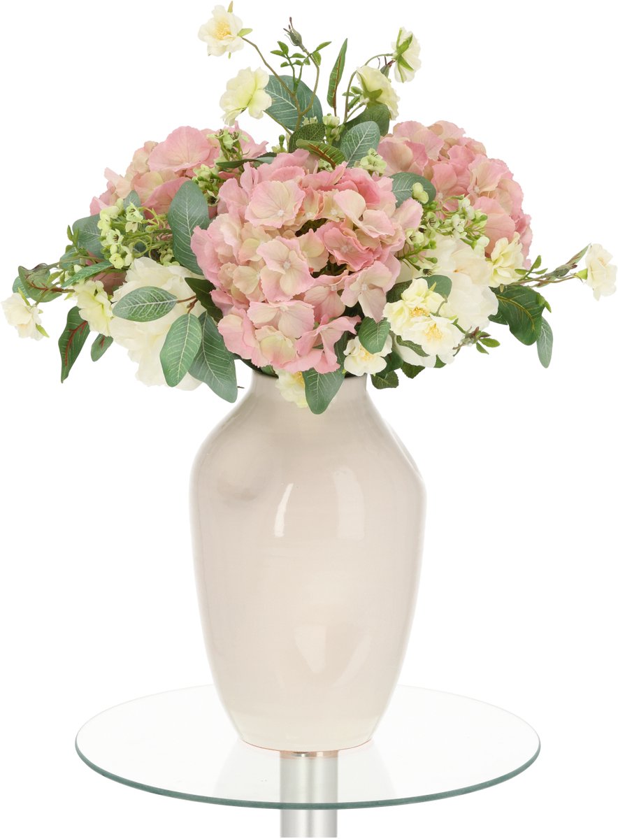 maxifleur Kunstplanten Handgebonden Kunstboeket Rose York - Roze 65cm