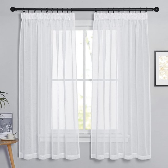 Deconovo Transparante Gordijnen met Plooienband - Voor Woonkamer Deconovo Transparante Gordijnen met Plooienband - Voor Woonkamer