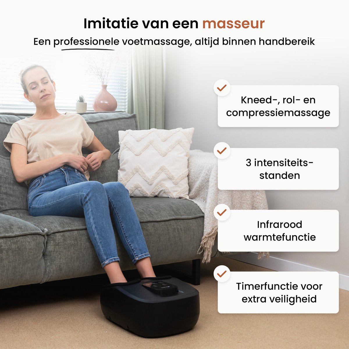 BrellaVio Voetmassage Apparaat - Infrarood Warmte - Shiatsu en Compressie Massage - Bloedsomloop Voet en Been - Wasbare voering thumbnail 5
