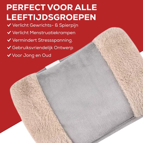 Luxema Elektrische Kruik - Met Handverwarmer - Warmtekussen - Warmwaterkruik - Draadloos - Buikverwarmer - Nekverwarmer - Rugverwarmer - Kruik voor in Bed - Grijs