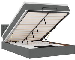 vidaXL - Bed - met - matras - 140x200 - cm - stof - donkergrijs