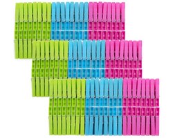 Benson Wasknijpers - 144x stuks - kleurenmix fel - kunststof - 8 cm - was op hangen
