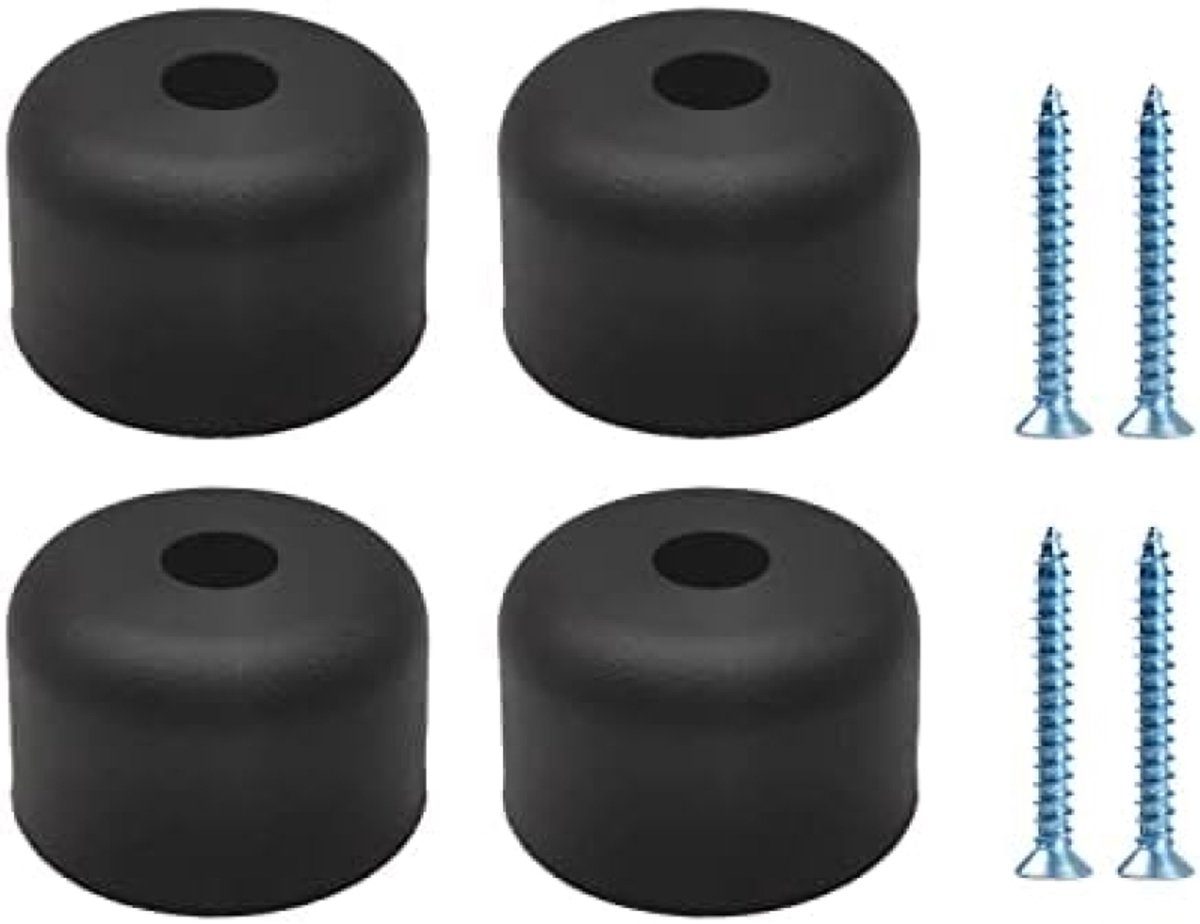 PolkaHome Meubelpoten Rond 4 stuks - Zwarte Meubelpoten Ø 50 mm x H 30 mm - Stevige Kastvoeten Met Schroeven Inclusief - Voor Banken, Tafels, Stoelen en Meer