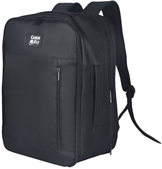CabinFly Pacemaker 40×30×20/25 cm Handbagage Rugzak - Wizz Air, Transavia & Vueling – Uitbreidbaar 30 L – Zwart