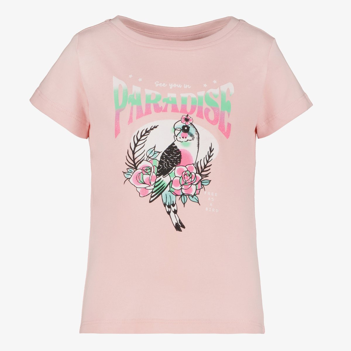 TwoDay meisjes T-shirt met vogel roze - Maat 92