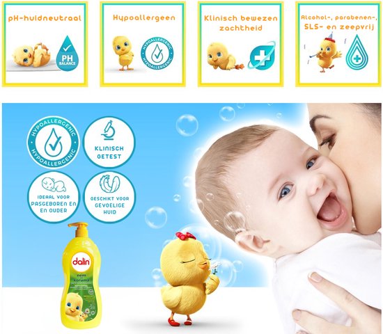 Dalin Hydraterende & Beschermende Haar en Lichaamshampoo 2 x 700 ml - Hypoallergeen, Zonder Parabenen, SLS/SLES, Alcohol of Kleurstoffen van Merkloos — afbeelding 4