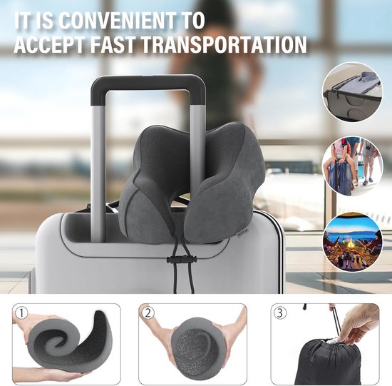 kussen cervical confortable pour le voyage et la détente - Mousse à mémoire de forme avec housse en velours