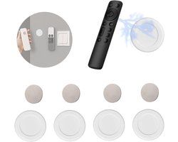 Wall Mount Remote Control Holder for School Office and Home - Set of 4 Round White Pieces