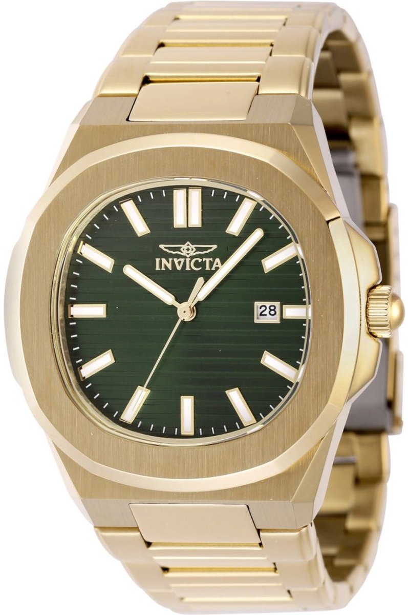 Invicta Speedway 48518 Heren Horloge - Waterdicht - Analoog - Quartz Uurwerk - Roestvrij Staal met groene Wijzerplaat - 41mm