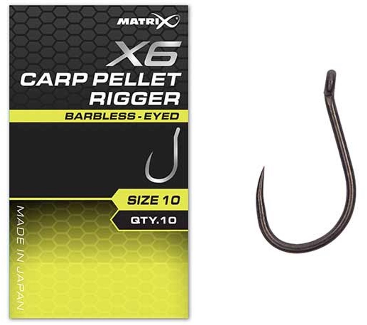Matrix X6 Carp Pellet Rigger Eyed-Barbless (10 pcs) - Maat : 14