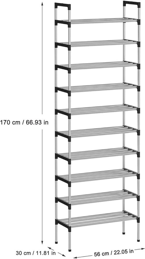 Relaxdays schoenenrek XXL, stof, 10 lagen, 50 paar schoenen, hoog, steekverbinding, HBD 176,5 x 99 x 29,5 cm, bordeaux