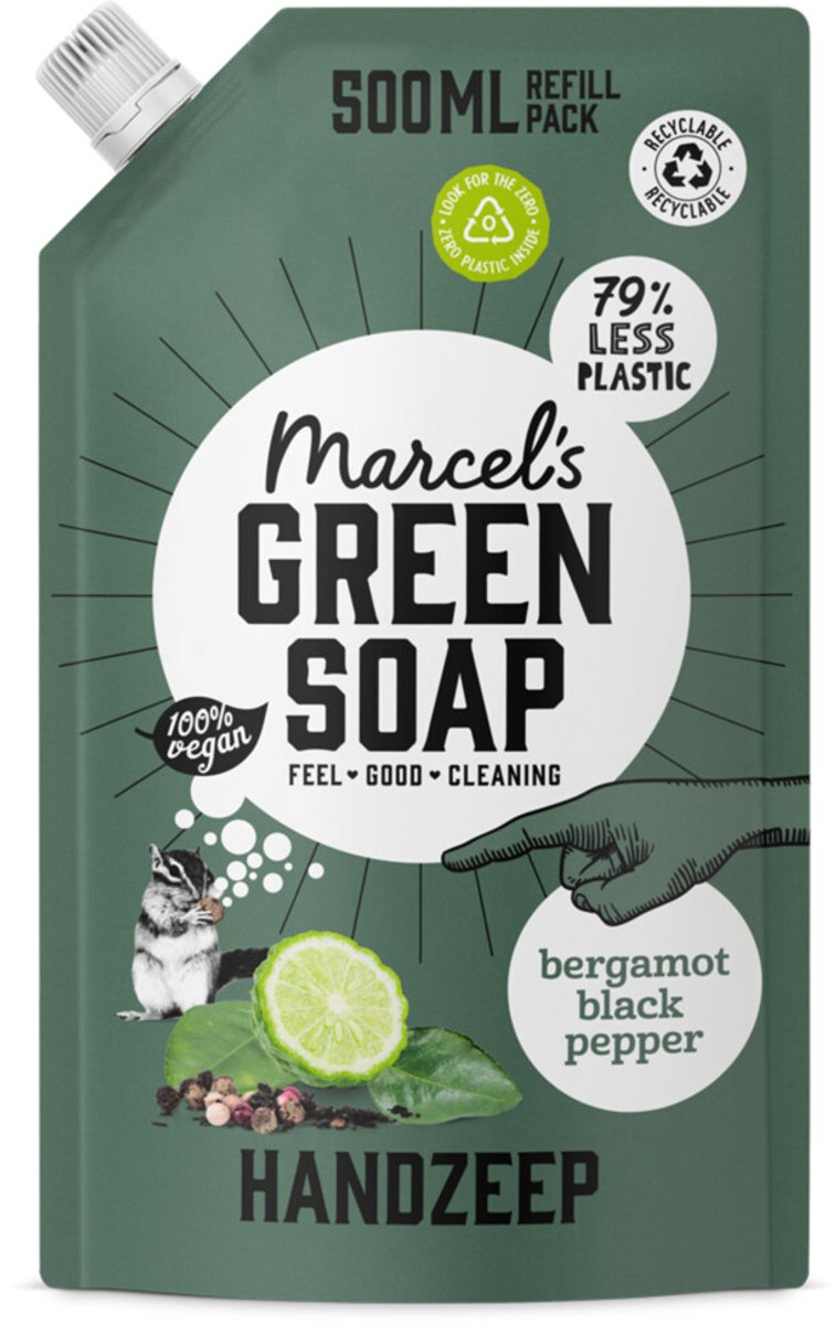 Marcel's Green Soap Handzeep Bergamot & Black Pepper Navulling - 500 ml