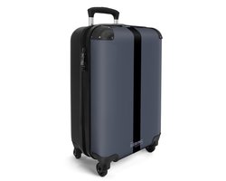NoBoringSuitcases.com® - Handbagage koffer lichtgewicht - Reiskoffer trolley voor mannen - Blauw met zwarte streep - Cabine rolkoffer met wieltjes - Travel luggage - Hardcase valies klein - Past binnen 55x40x20 en 55x35x25