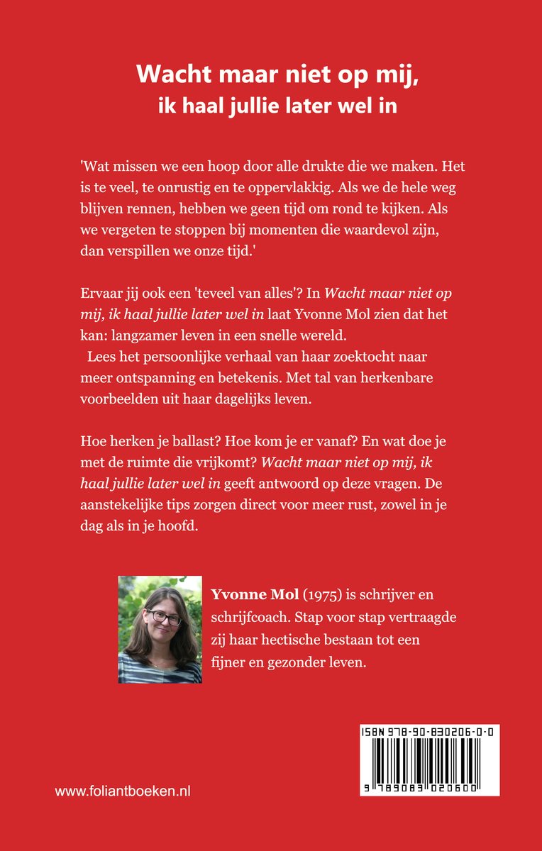 Langzamer Leven Serie 1 - Wacht maar niet op mij, ik haal jullie later wel in - back cover