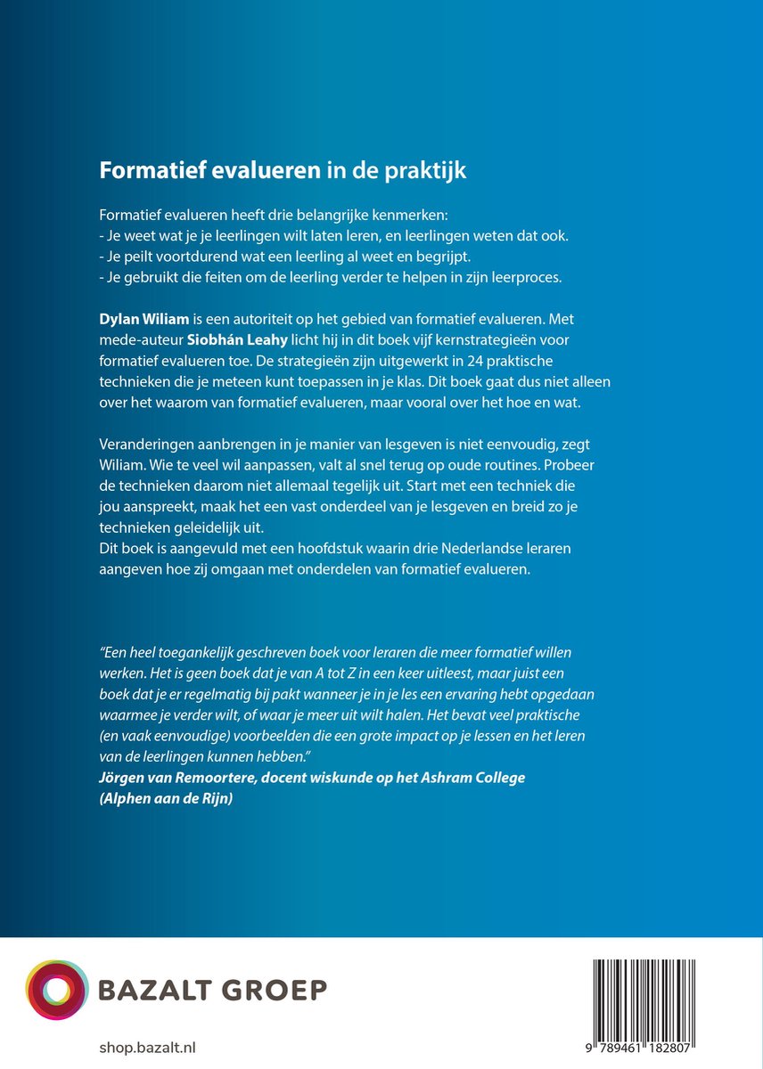 Formatief evalueren in de praktijk - back cover