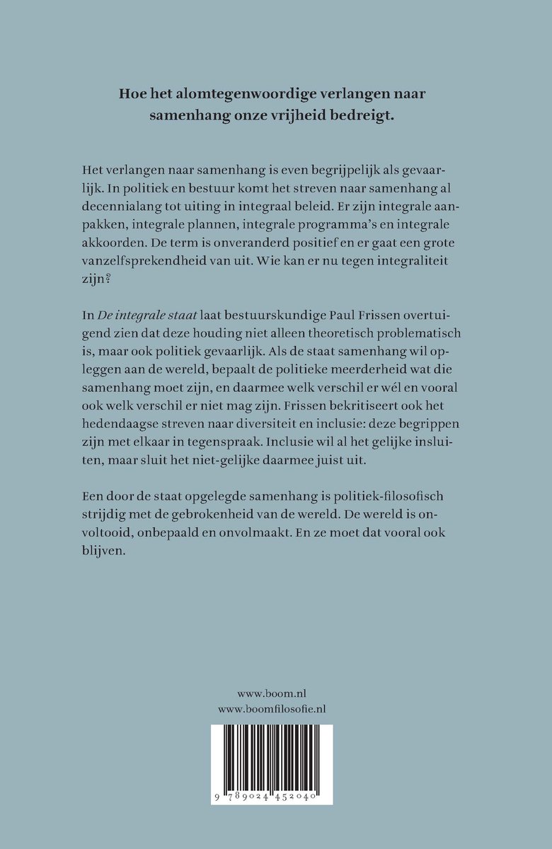 De integrale staat - back cover