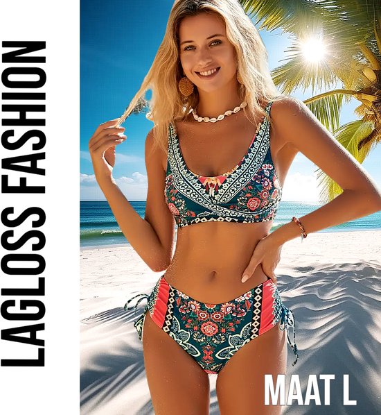 LaGloss® 2-Delige Bikini Set met Bloemenprint - Hipster Bikini - Zomerse Badmode Dames