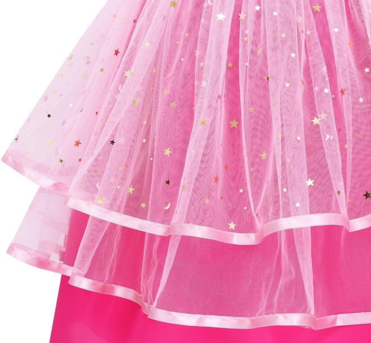 Joya Kids® Luxe Verkleedpop Prinsessenjurk voor kinderen | Verkleedjurk Meisje hard Roze Tule Rok | Halloween kostuum | Metallic Roze met Strik | Carnaval kleding | Verkleed kostuum Jurk | — afbeelding 10
