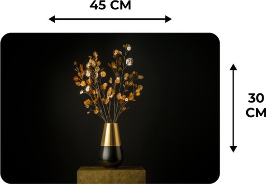 Napperons - 6 pièces - 45x30 cm - Set de table en plastique - Brun doré - Feuilles - Vase - Automnal - Dessous de Assiettes - Décoration de table - Accessoires de décoration de table de Cuisine - Dessous de verre en Vinyl - Décoration de table