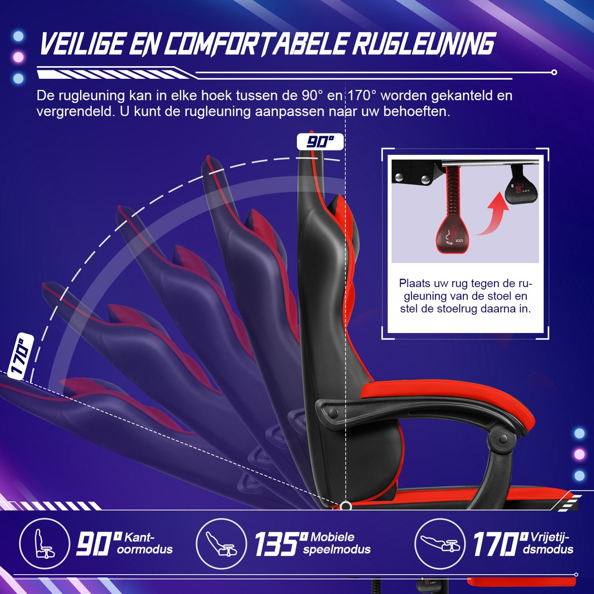 Elekiatech Gaming Stoel met Inklapbare (EAN: ...1250) - afbeelding 3