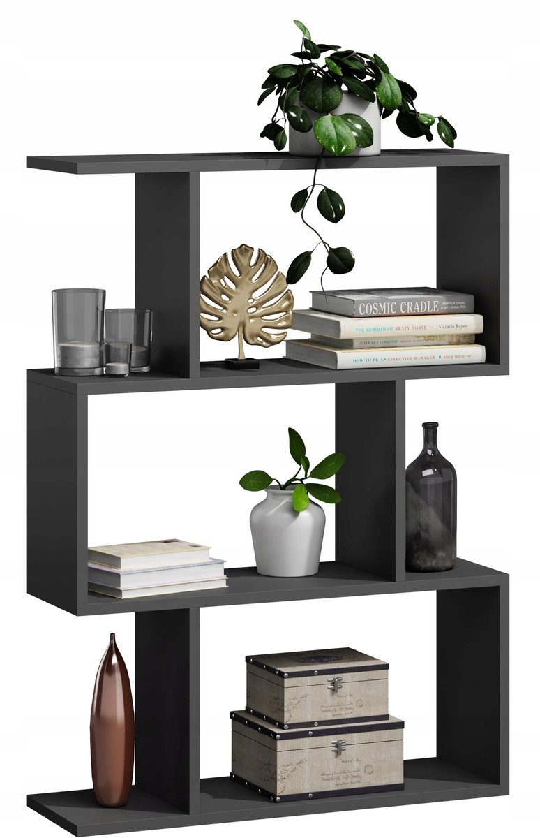 Perlavita BASK 3 - Boekenkast - Zwart - 107cm - 76,4cm - 28cm