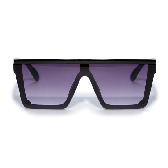 Zonnebril vierkant - Zonnebrillen - Festival bril - Rave bril - Glasses - Zwart - Grijs glas van Merkloos — afbeelding 2