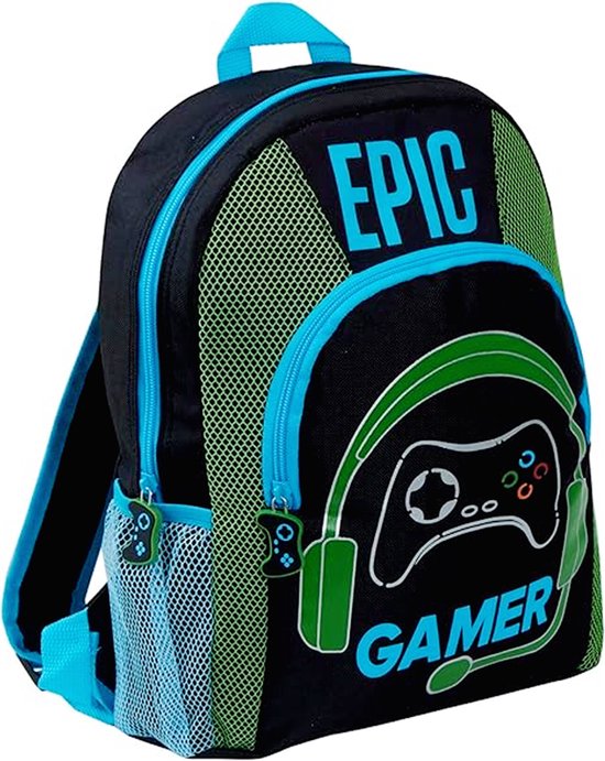 Foto: Epic gamer rugzak voor kinderen tieners en volwassenen gaming tas voor school reizen met fleshouders