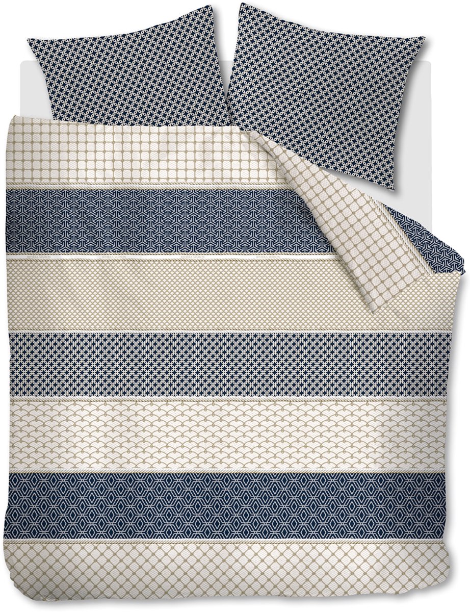 Riviera Maison Ropes dekbedovertrek - Lits-Jumeaux XL - 260x200/220 - Marineblauw