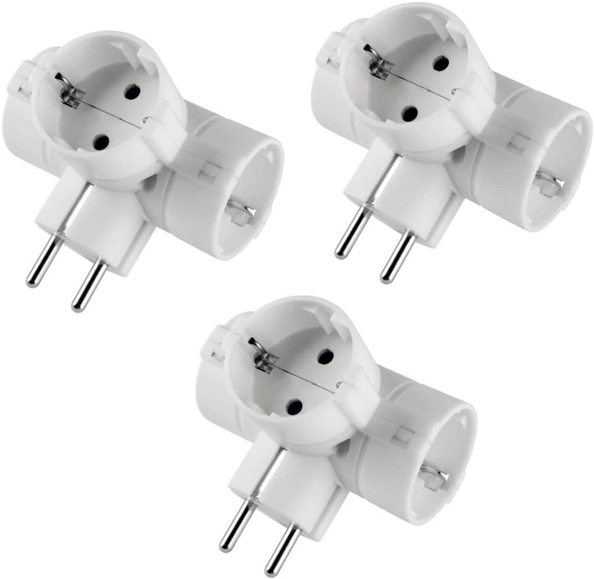 Schuko-stekkeradapter met 3 geaarde stopcontacten - 16 A - Wit