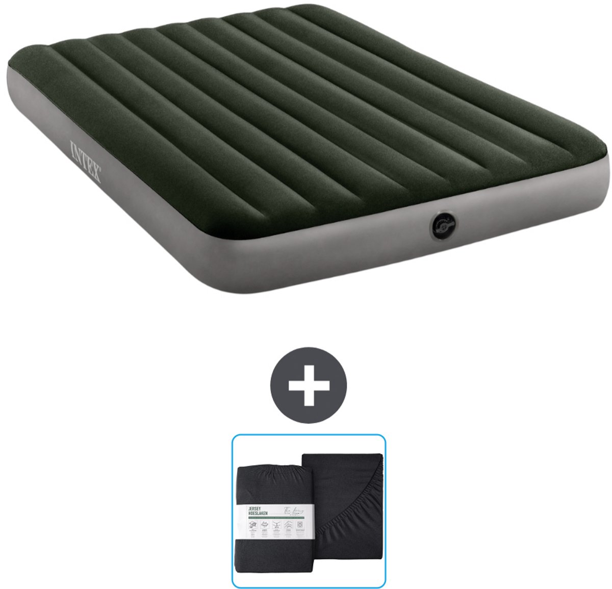 Intex Luchtbed - 2-Persoons - 152 x 203 x 25 cm - Groen - Inclusief en Hoeslaken