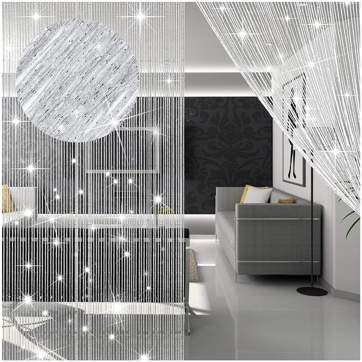 Unyqoos ® Draadgordijn voor Deur en Raam met Insectenbescherming en Decoratieve Functie, 2 Stuks, 100 x 200 cm, Wit