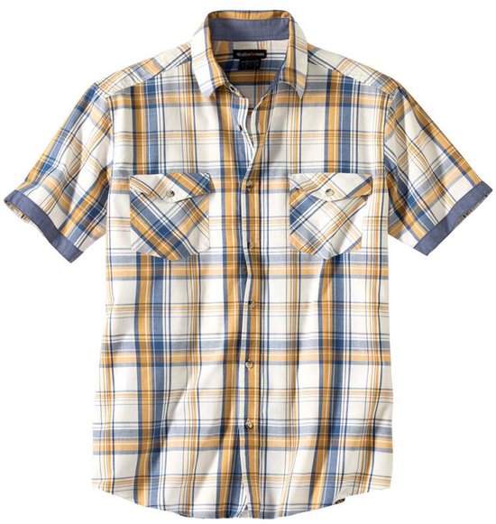 ATLAS FOR MEN - Popeline overhemd met ruitjes West - Heren - Verkrijgbaar in grote maten - XL