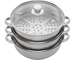 3 Lagen Roestvrij Stoompan - 28 cm, Geschikt voor Gas, Inductie en Oven
