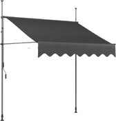 Bol.com Zonneluifel - 250cm - Ook als balkonluifel - Terras - Knikarmscherm zonnescherm - Uitschuifbaar - PU Coating - In Hoogte... aanbieding