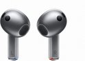 Grijze Samsung Galaxy Buds3 oordopjes, met 'L' en 'R' markeringen.