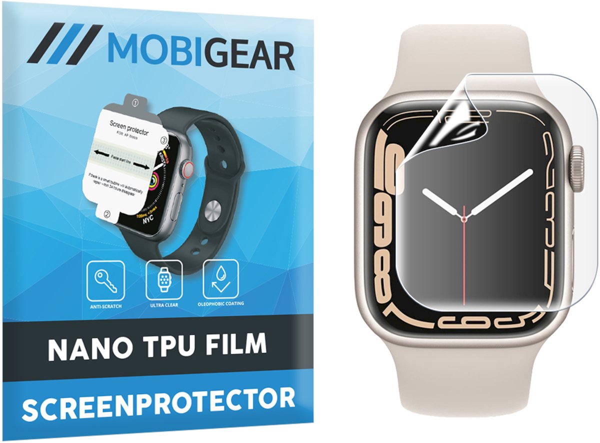 Mobigear Screenprotector geschikt voor Apple Watch - 42 mm Hydrogel TPU | Mobigear Screenprotector - Case Friendly