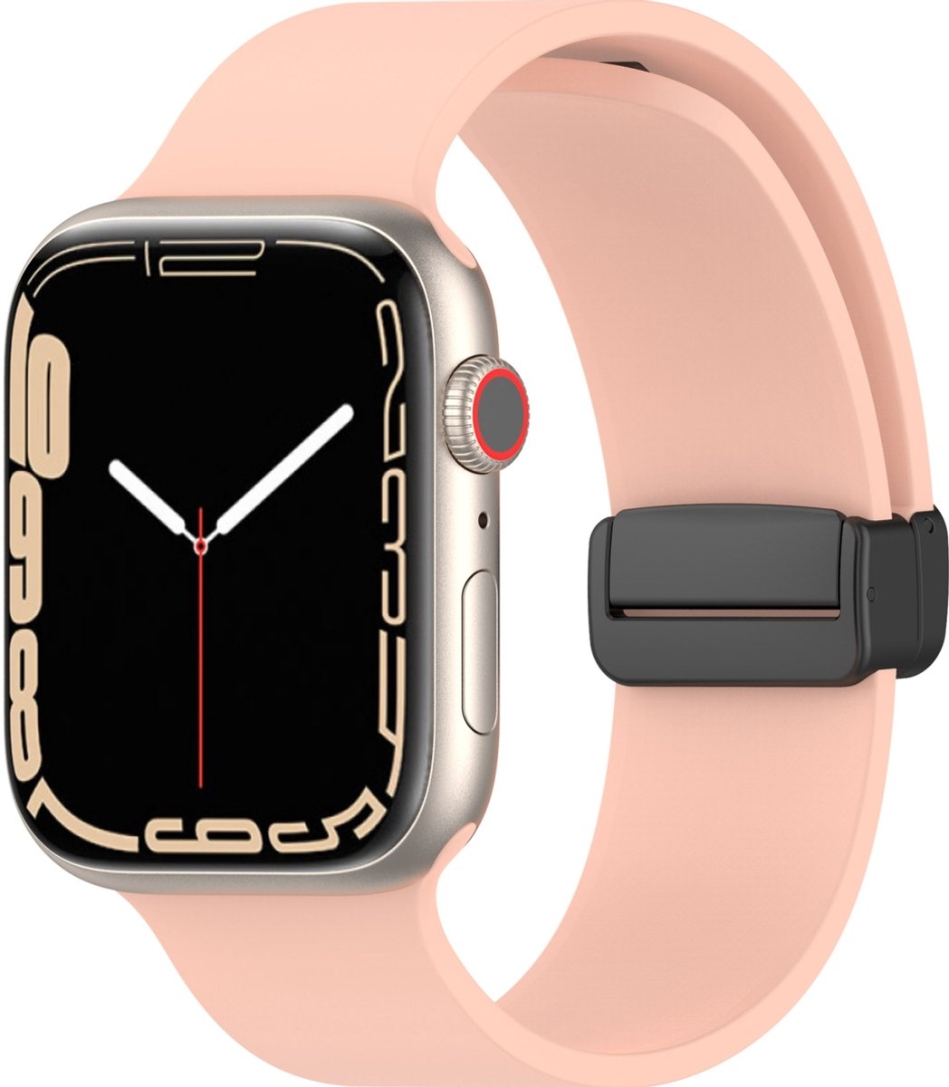 Mobigear Siliconen Watch bandje geschikt voor Apple Watch Bandje Magneetsluiting | Mobigear Sport Mag - 49/46/45/44 mm - Roze