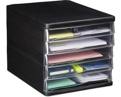 Ladenbox met 5 Vakken voor Kantoorartikelen en Documenten - Zwart