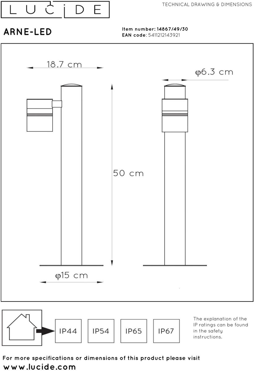 Lucide Arne-LED - Sokkellamp - Ø 6,3 cm - LED - GU10 - 1x5W 2700K