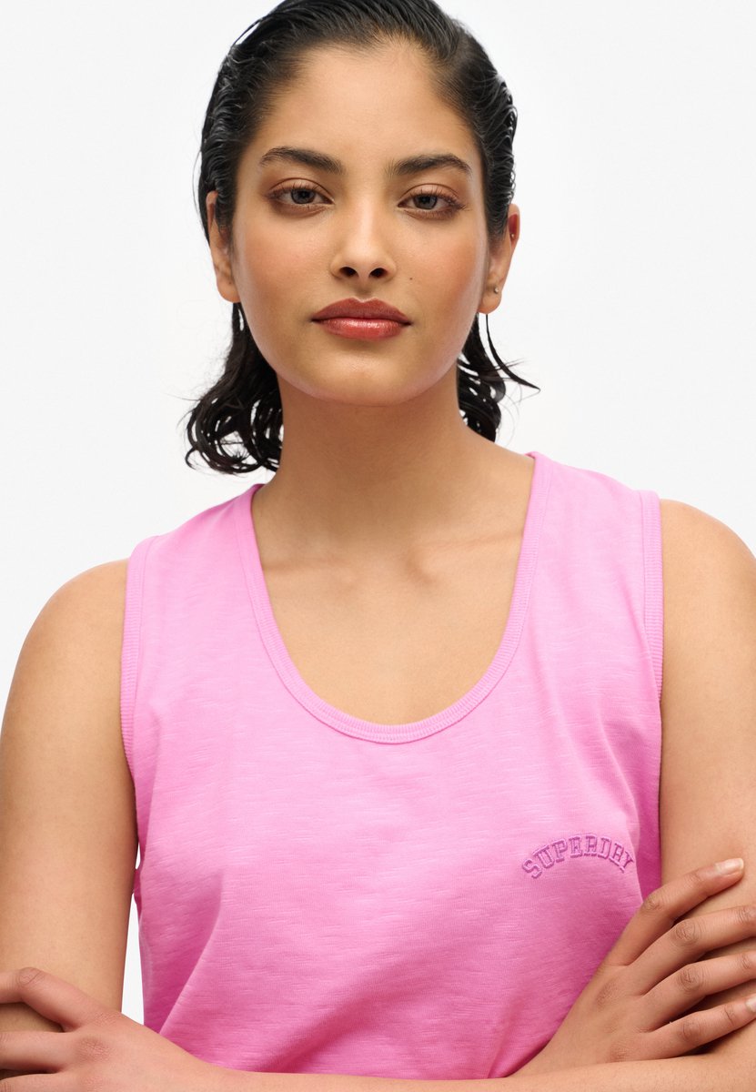 Superdry Outdoor gestreepte tanktop met laag uitgesneden ronde hals Dames Vesten Roze